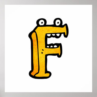 Poster letra de desenho animado f