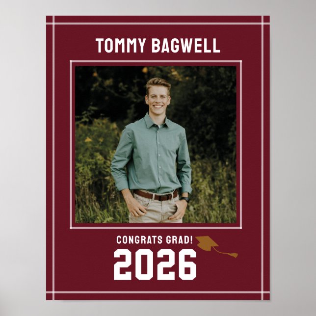 Poster LETRA DE FORMATURA Maroon Sinal de Boas-Vindas com (Frente)