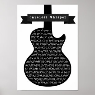 Poster Letra de Música do Violão Preto e Branco sem Sussu