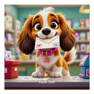 Pôster Letra de Posto Fantasy Cute Dog