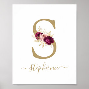 Poster Letra Dourada 'S' Nursery Name Wall Art