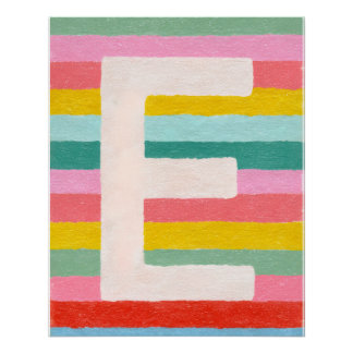 Pôster Letra E de Monograma de Decoração de Dopamina Bril