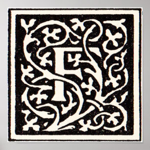 Pôster Letra F Art Nouveau Monograma Antigo