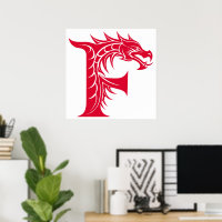 Letra F Estilizada com Dragão, Alfabeto de Dragão,