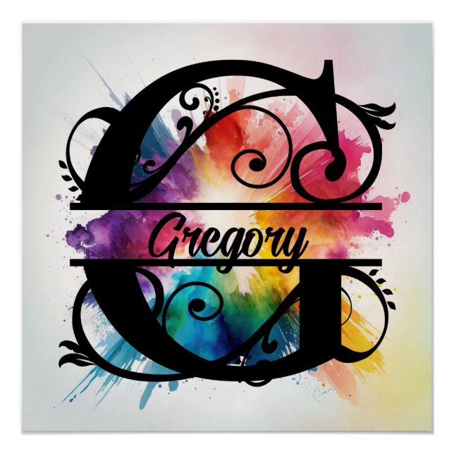 Pôster Letra "G", Monograma Brilhante, Monograma Brilhant (Frente)