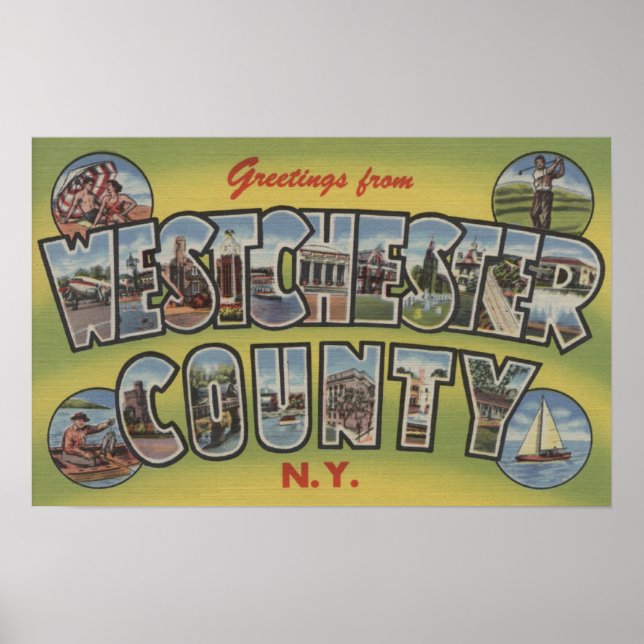 Pôster Letra Grande Cena - Westchester County, NY (Frente)