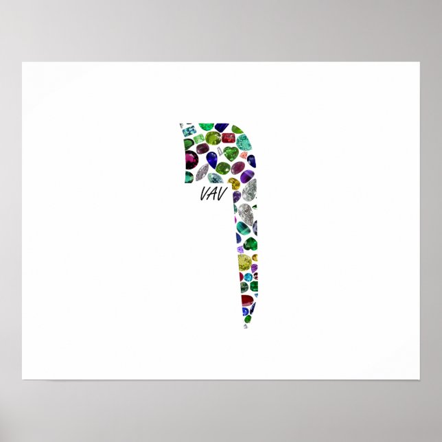 Poster Letra hebraica VAV feita com pedras magnéticas (Frente)
