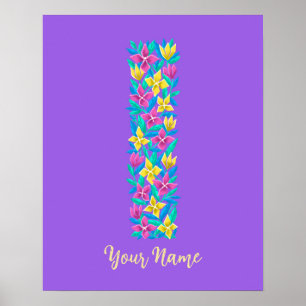 Poster letra I - arte floral personalizada