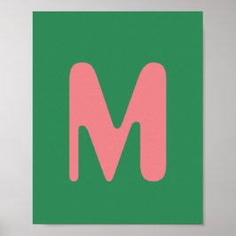 Poster Letra inicial da Rosa claro moderna | Algas verdes