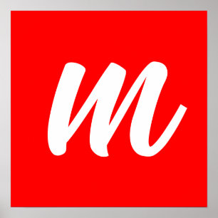 Poster Letra Inicial de Monograma Branco Vermelho