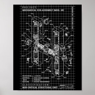 Poster Letra Inicial de Monograma de Engenharia de Engenh