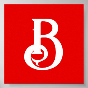 Poster Letra inicial monograma branco branco clássico