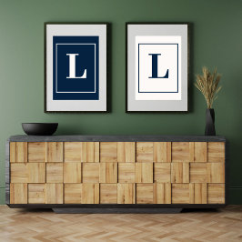 Poster Letra Inicial | Monograma Cinza Moderno Estiloso