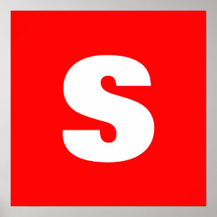 Poster Letra inicial Monograma Estilo moderno Branco verm