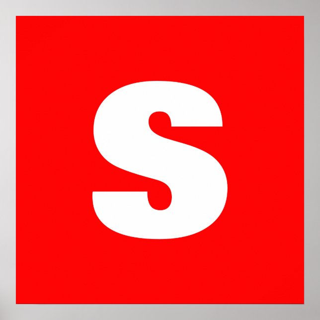 Poster Letra inicial Monograma Estilo moderno Branco verm (Frente)