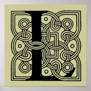 Pôster Letra L Vintage Celtic Knot Monograma