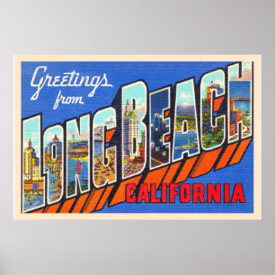 Poster Letra Long Beach California CA - Cartão postal gr