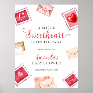Poster Letra Love Stamp Swetheart Chá de fraldas Welcome