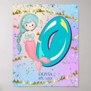 Poster Letra O Monograma, Aquarela, Enfermeiro de Mermaid