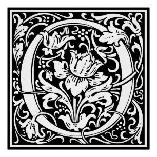 Pôster Letra O Monograma Medieval Art Nouveau
