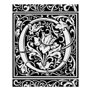 Pôster Letra O Monograma Medieval Arte Nova
