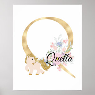 Poster Letra Q monograma personalizado com pônei