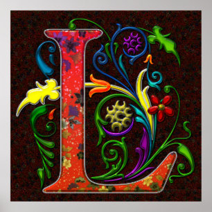 Pôster Letra RÉGIA L com arte do fundo