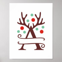 Letra Reindeer Personalizada A Monograma dividido