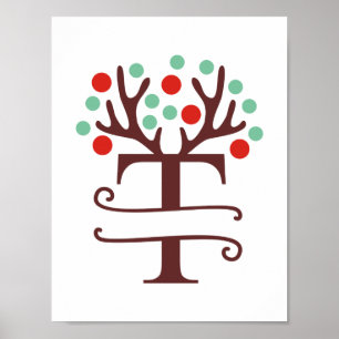 Poster Letra Reindeer Personalizada T Dividir Monograma
