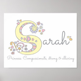 Pôster Letra S de monograma artístico para nome Sarah sig
