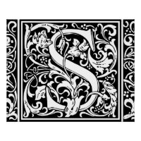 Letra S Monograma Medieval Art Nouveau