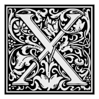 Letra X Monograma Medieval Art Nouveau