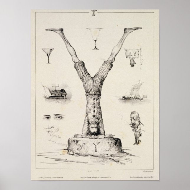 Pôster Letra Y de um primata alfabético (Frente)