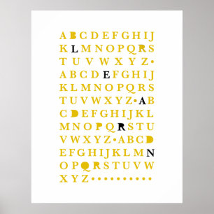 Poster Letra Yellow Alphabet Learn Typografia Moderna ABC