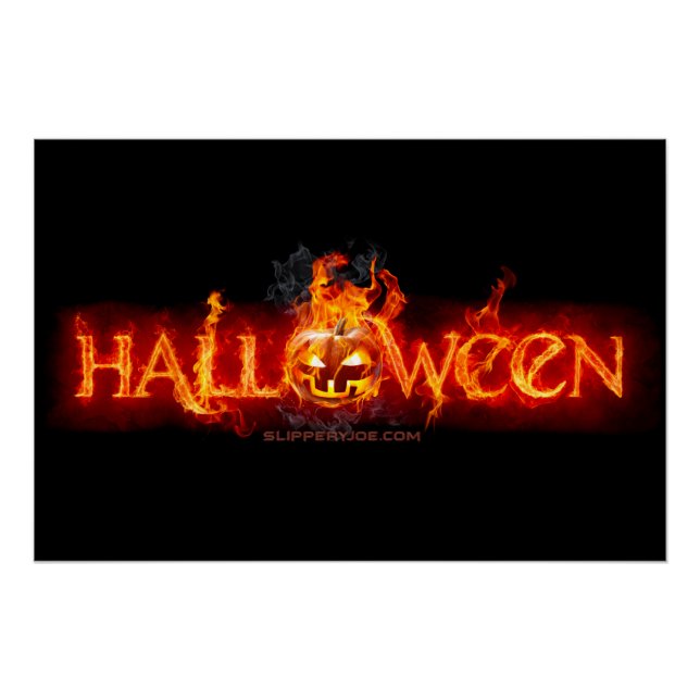 Pôster Letras ardentes maciças do SlipperyJoe no Hallowee (Frente)