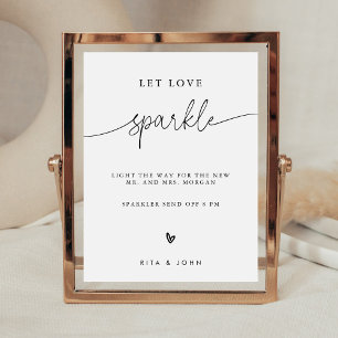Poster Letras de Caligrafia Deixe o Amor Brilhar Sinal de