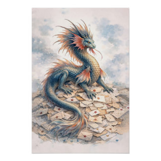 Pôster Letras de Dragão Aquático