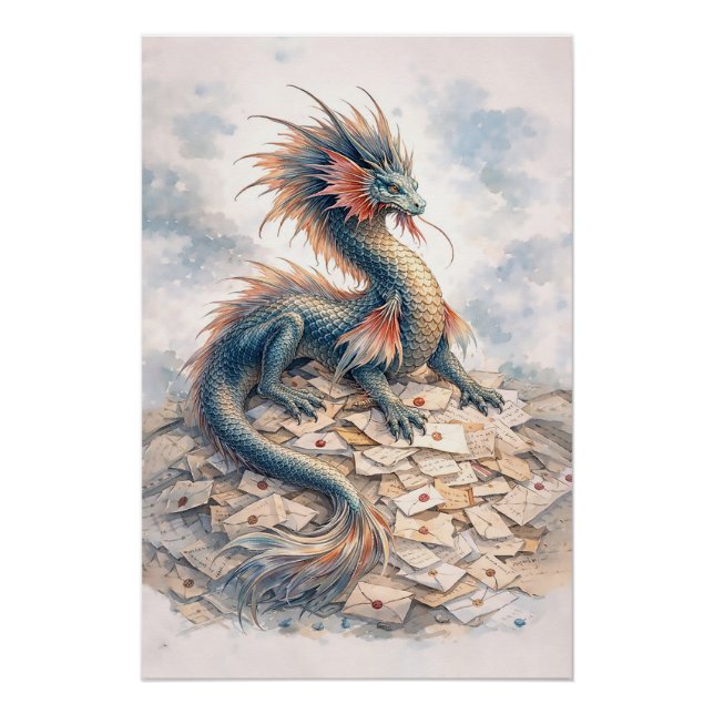 Pôster Letras de Dragão Aquático (Frente)