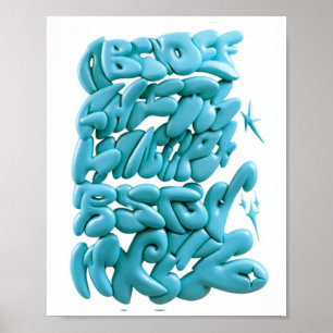 Poster Letras de Grafite 3D desenhadas à mão em procriaçã