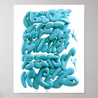 Poster Letras de Grafite 3D desenhadas à mão em procriaçã