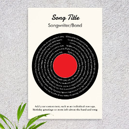 Poster Letras de Música Personalizadas Disco de Vinil Ret