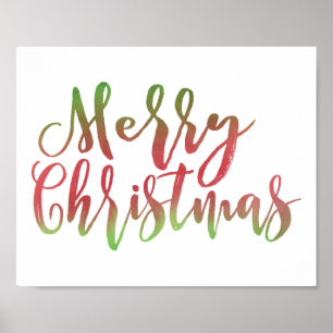 Poster Letras de Roteiro Vermelho e Verde de Feliz Natal