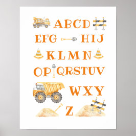 Poster Letreiro Alfabético de Construção Amarelo