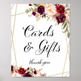 Poster Letreiro Boho Floral Borgonha 8x10"