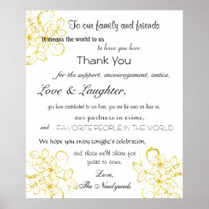 Poster Letreiro de Agradecimento de Casamento, Personaliz