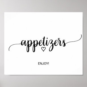 Poster Letreiro de Aperitivos de Caligrafia Preta Simples