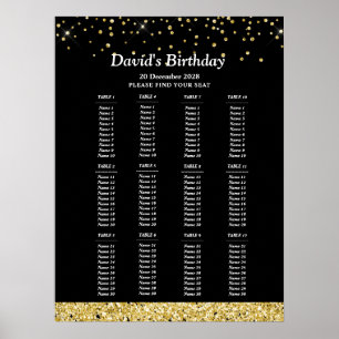 Poster letreiro de assento dourado com brilho, assento de