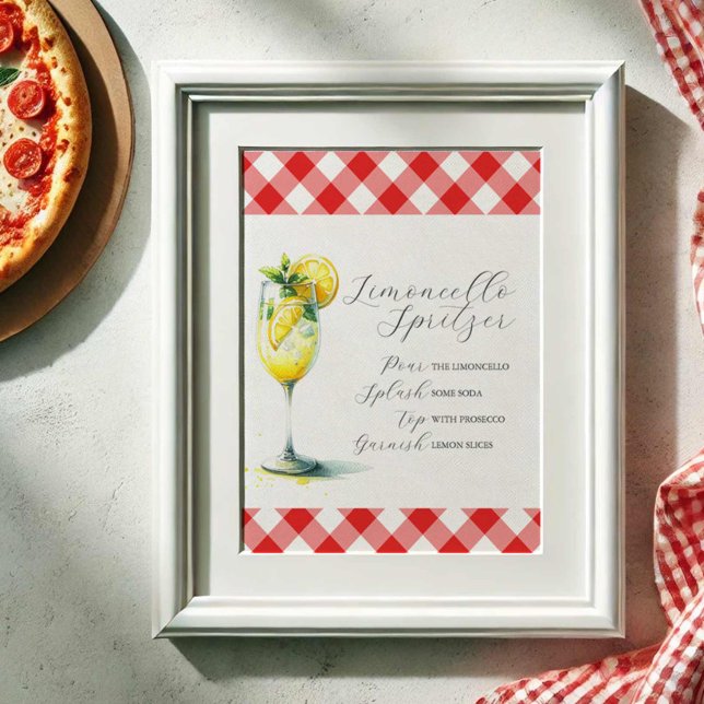Poster Letreiro de Bar de Casamento Receita de Spritzer d (Wedding signs Italian pizza party limoncello spritzer by Do Tell A Belle)