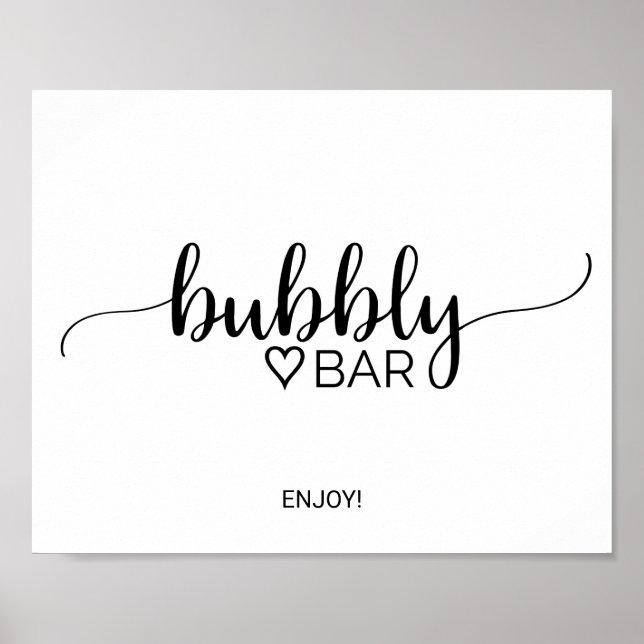 Poster Letreiro de Barra Bubbly Preto Simples de Caligraf (Frente)
