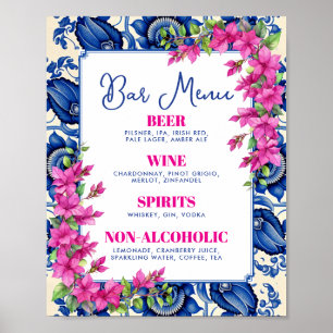 Poster Letreiro de Barra de Azulejo Azul Bougainvillea Ro
